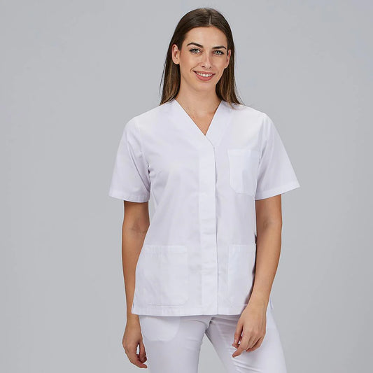 662801-101 - BLUSA MUJER SANITARIA BOTON PRESION M/C