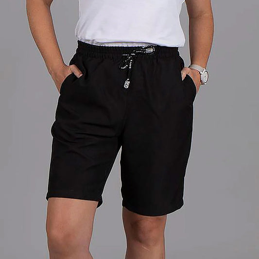 700017-001 - BERMUDA UNISEX GOMA+CORDON EXTERIOR MICROFIBRA NEGRO