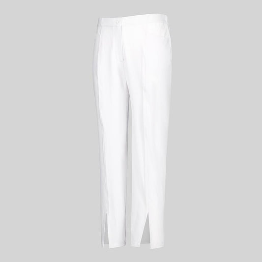 700036-101 - PANTALON MUJER ABERTURA CENTRAL EN BAJO BLANCO