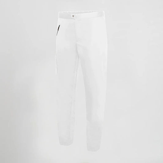 700068-101 - PANTALON UNISEX CREMALLERA SATEN ALGODON BLANCO