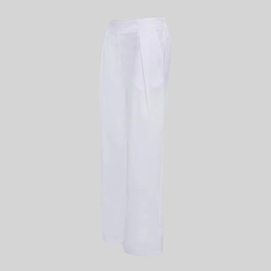 700077-101 - PANTALON MUJER RECTO PINZAS BLANCO