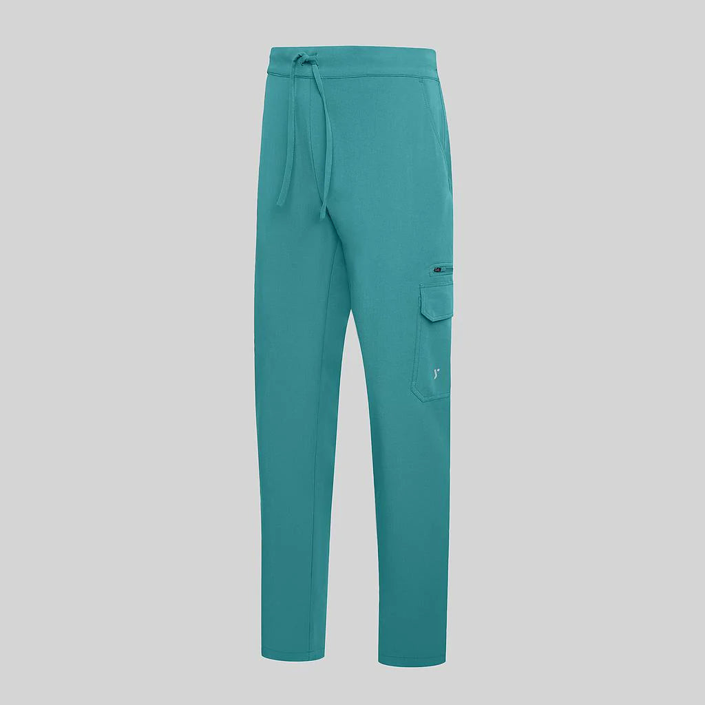 700081-115 - PANTALON UNISEX CINTURA AJUSTABLE Y BOLSILLOS CARGO TURQUESA