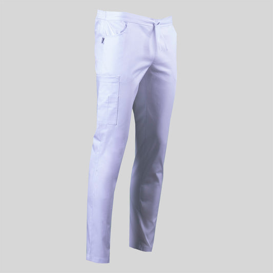 703100-101 - PANTALON UNISEX MULTIBOLSILLOS SARGA ELASTICA BLANCO