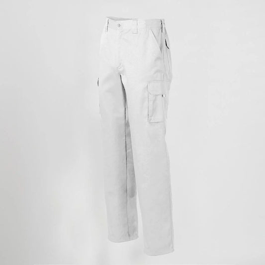 750100-101 - PANTALON UNISEX MULTIBOLSILLOS ELASTICO GAMO BLANCO