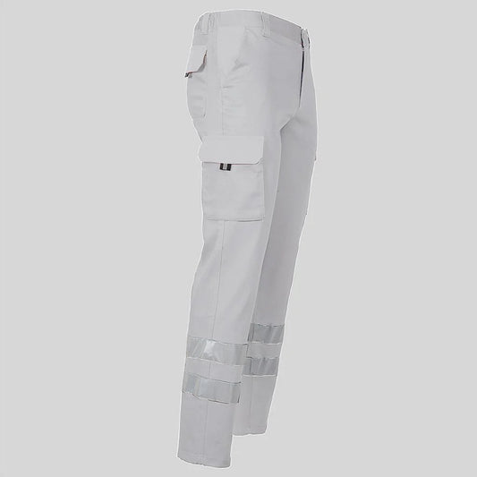 7501BR-101 - PANTALON UNISEX MULTIBOLSILLOS ELASTICO GAMO 2 BANDAS REFLECTANTES BLANCO