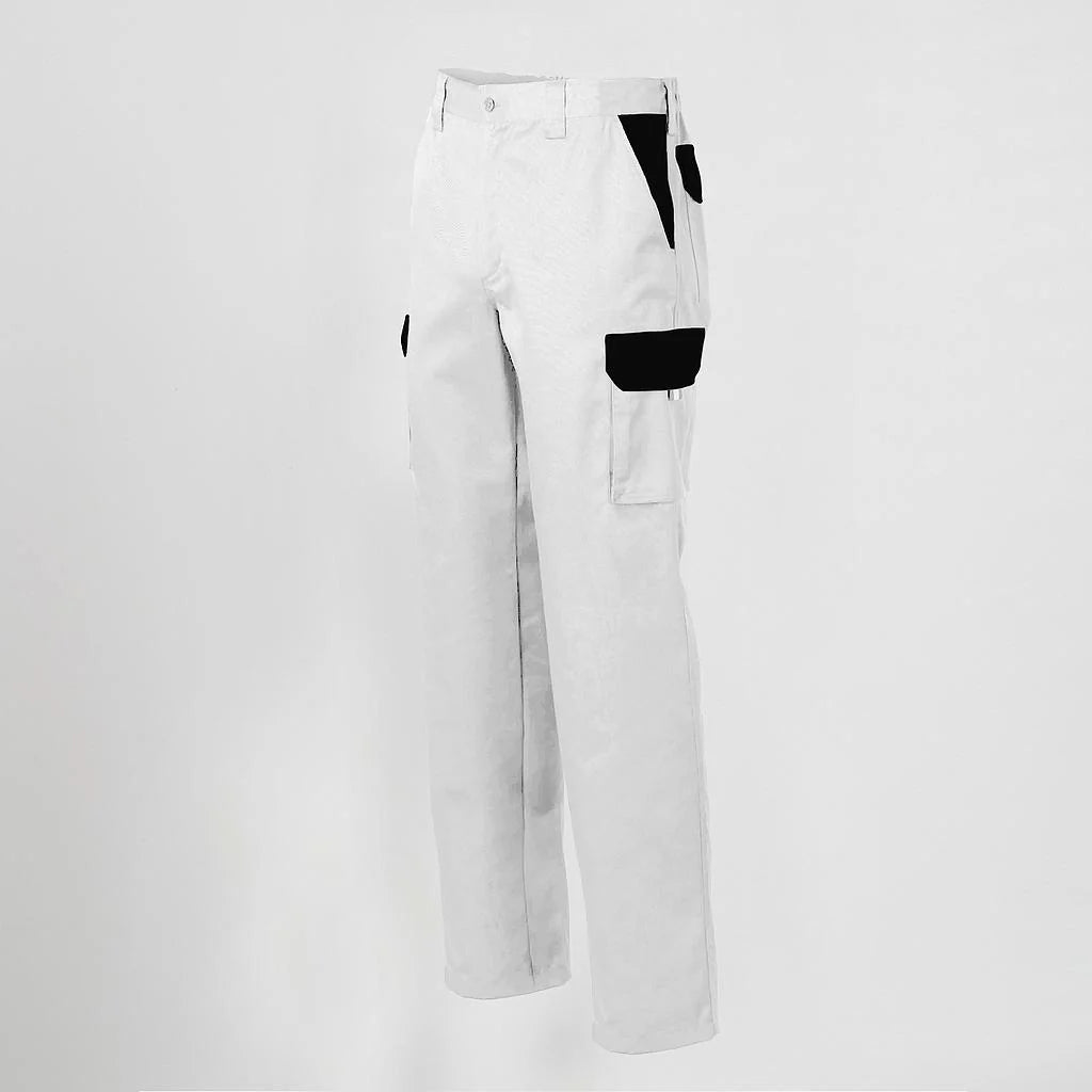 7501C1-101001 - PANTALON UNISEX MULTIBOLSILLOS ELASTICO GAMO COMBINADO BLANCO/NEGRO