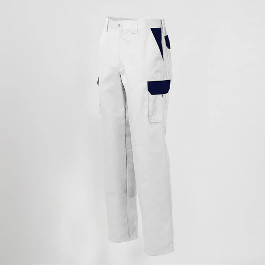 7501C1-101104 - PANTALON UNISEX MULTIBOLSILLOS ELASTICO GAMO COMBINADO BLANCO/MARINO