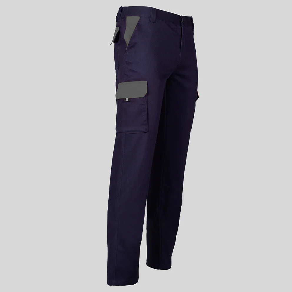 7501C1-104109 - PANTALON UNISEX MULTIBOLSILLOS ELASTICO GAMO COMBINADO MARINO/GRIS