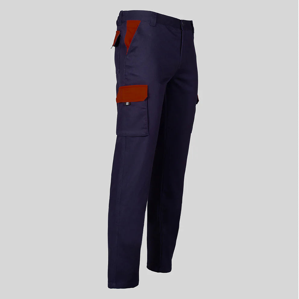 7501C1-104112 - PANTALON UNISEX MULTIBOLSILLOS ELASTICO GAMO COMBINADO MARINO/BURDEOS