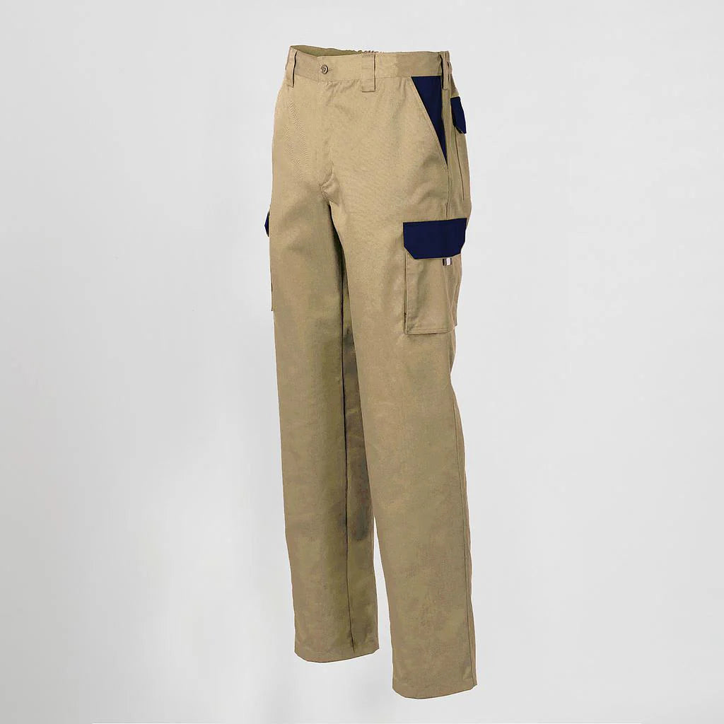 7501C1-110104 - PANTALON UNISEX MULTIBOLSILLOS ELASTICO GAMO COMBINADO BEIGE/MARINO