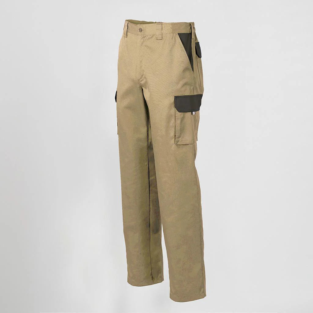 7501C1-110109 - PANTALON UNISEX MULTIBOLSILLOS ELASTICO GAMO COMBINADO BEIGE/GRIS