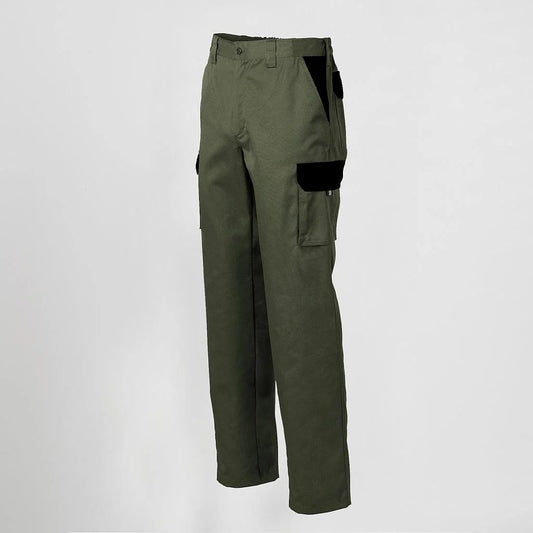 7501C1-149001 - PANTALON UNISEX MULTIBOLSILLOS ELASTICO GAMO COMBINADO VERDE CAQUI/NEGRO