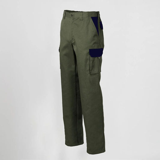 7501C1-149104 - PANTALON UNISEX MULTIBOLSILLOS ELASTICO GAMO COMBINADO VERDE CAQUI/MARINO