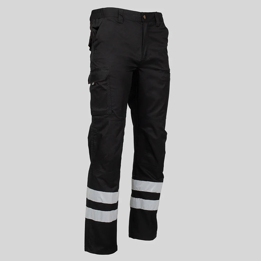 7502BR-001 - PANTALON UNISEX MULTIBOLSILLOS ELASTICO ARCE 2 BANDAS REFLECTANTES NEGRO
