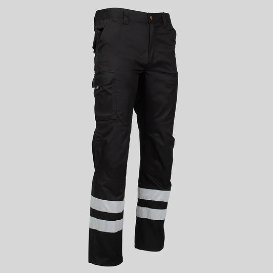 7502BR-001 - PANTALON UNISEX MULTIBOLSILLOS ELASTICO ARCE 2 BANDAS REFLECTANTES NEGRO