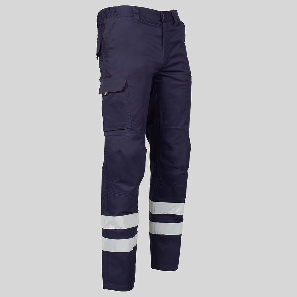 7502BR-104 - PANTALON UNISEX MULTIBOLSILLOS ELASTICO ARCE 2 BANDAS REFLECTANTES MARINO