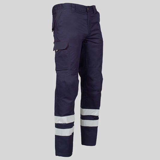 7502BR-104 - PANTALON UNISEX MULTIBOLSILLOS ELASTICO ARCE 2 BANDAS REFLECTANTES MARINO