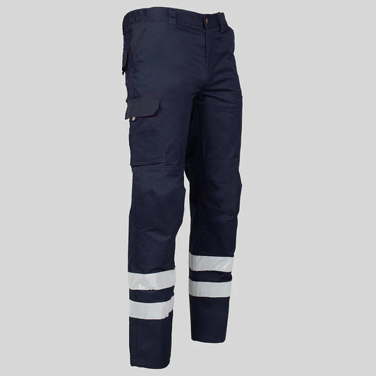 7502BR-159 - PANTALON UNISEX MULTIBOLSILLOS ELASTICO ARCE 2 BANDAS REFLECTANTES AZUL NAVY