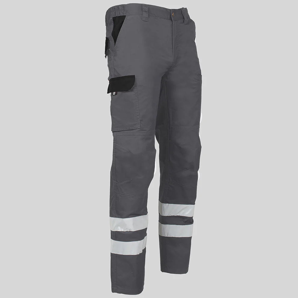 7502CB-109001 - PANTALON UNISEX MULTIBOLSILLOS ELASTICO ARCE COMBI + 2 BANDAS REFLECT. GRIS/NEGRO