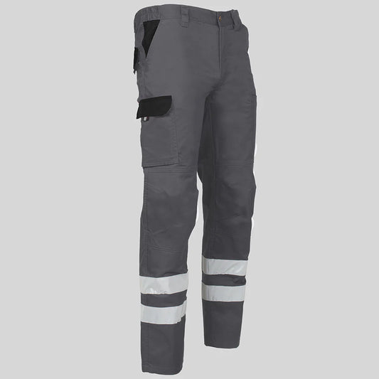 7502CB-109001 - PANTALON UNISEX MULTIBOLSILLOS ELASTICO ARCE COMBI + 2 BANDAS REFLECT. GRIS/NEGRO