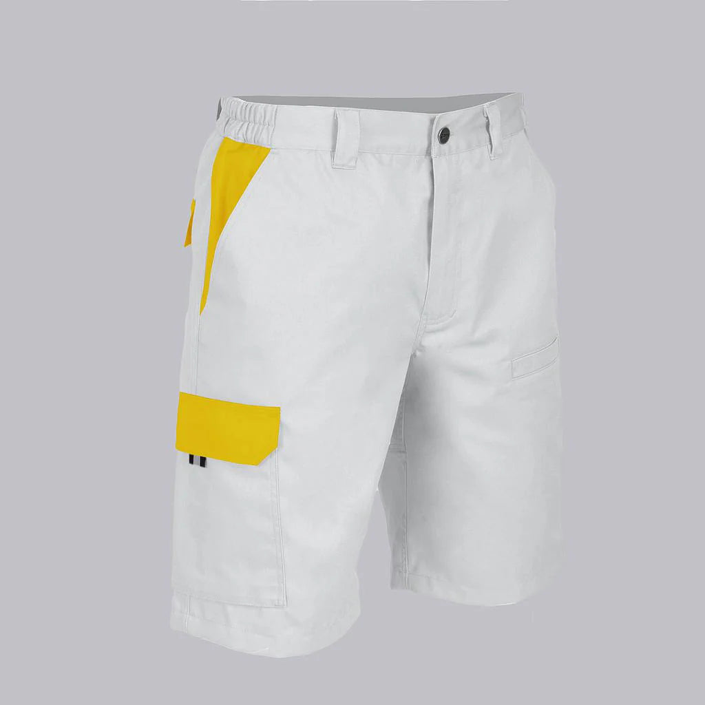 7503C1-101111 - BERMUDA UNISEX MULTIBOLSILLOS ELASTICA ARCE COMBINADA BLANCO/AMARILLO