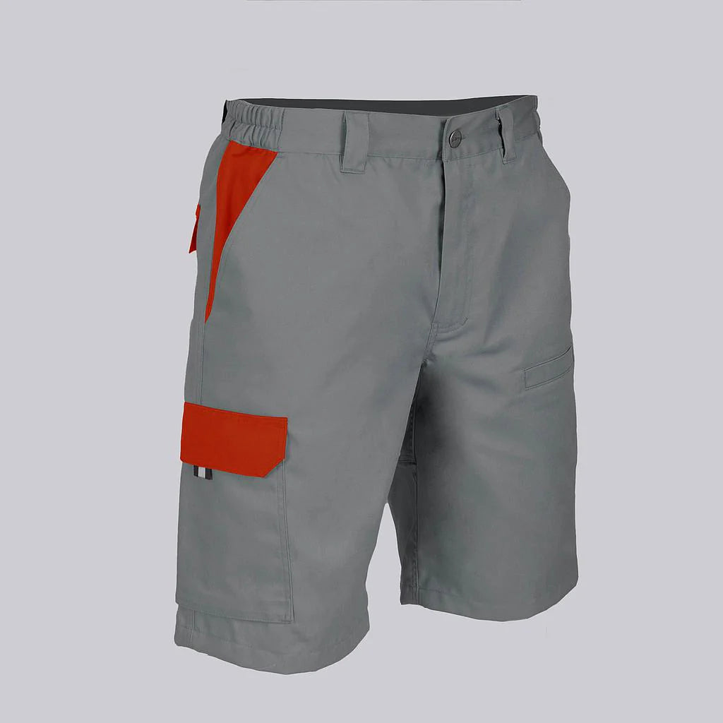 7503C1-109105 - BERMUDA UNISEX MULTIBOLSILLOS ELASTICA ARCE COMBINADA GRIS/ROJO