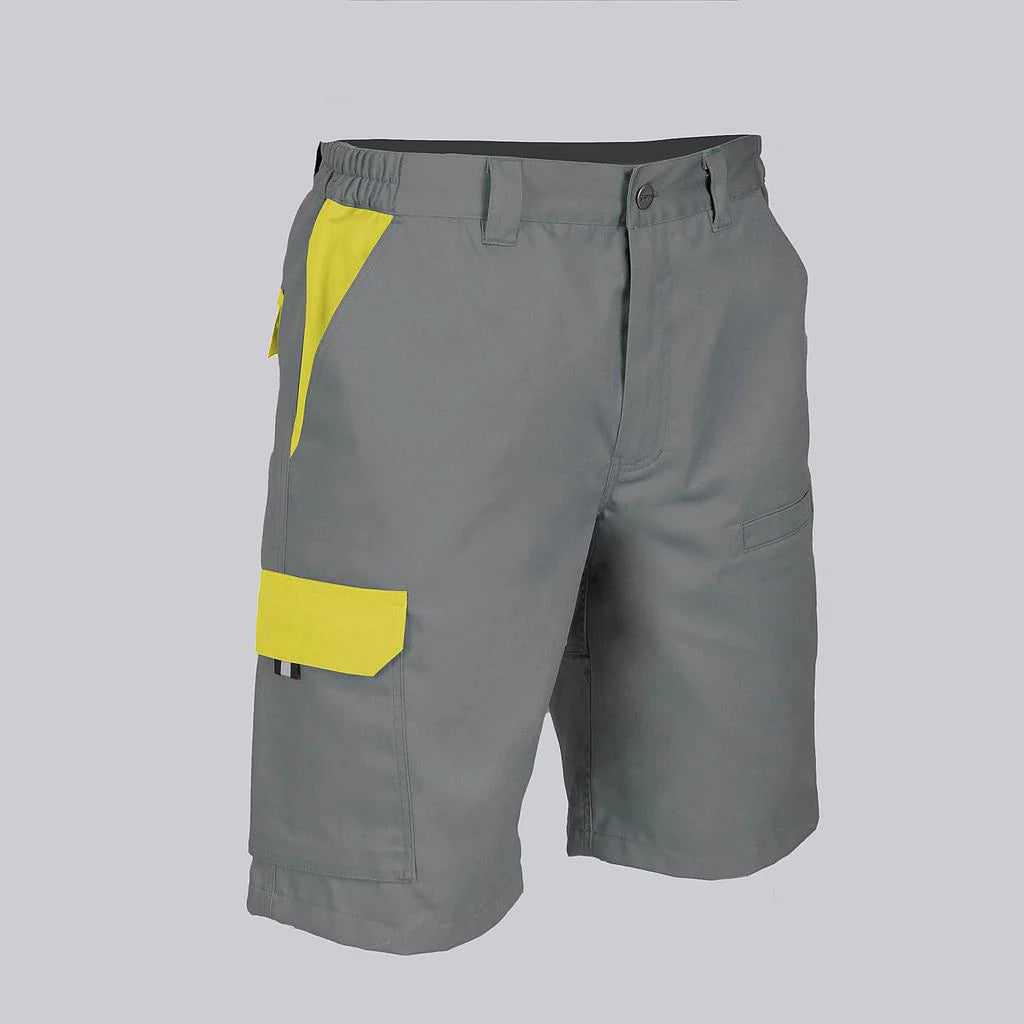 7503C1-109111 - BERMUDA UNISEX MULTIBOLSILLOS ELASTICA ARCE COMBINADA GRIS/AMARILLO