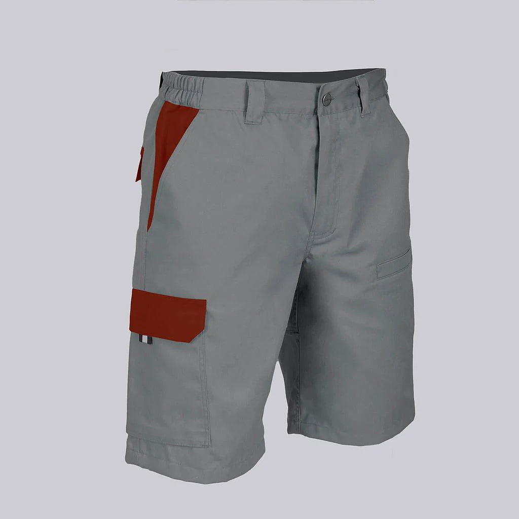 7503C1-109112 - BERMUDA UNISEX MULTIBOLSILLOS ELASTICA ARCE COMBINADA GRIS/BURDEOS