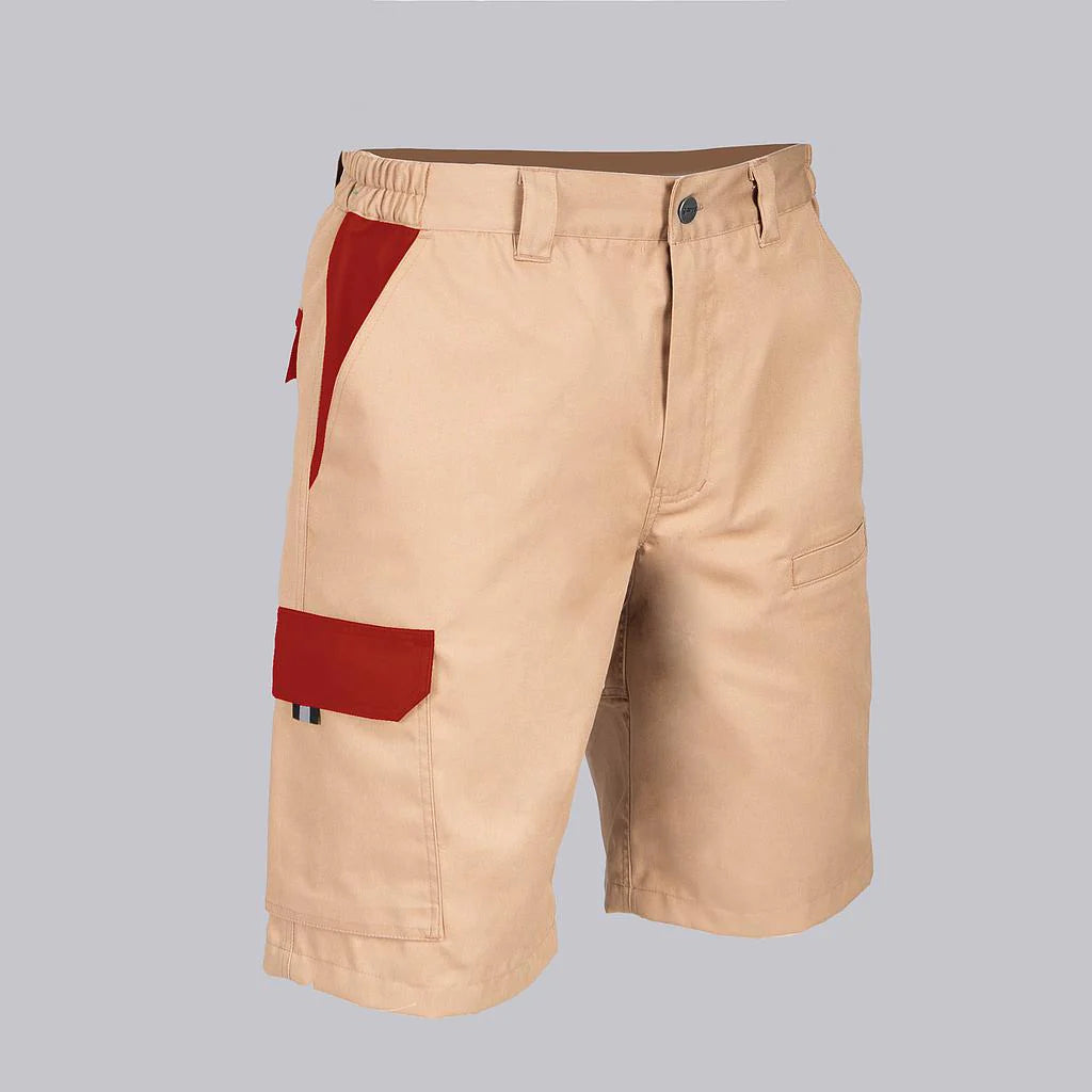 7503C1-110112 - BERMUDA UNISEX MULTIBOLSILLOS ELASTICA ARCE COMBINADA BEIGE/BURDEOS