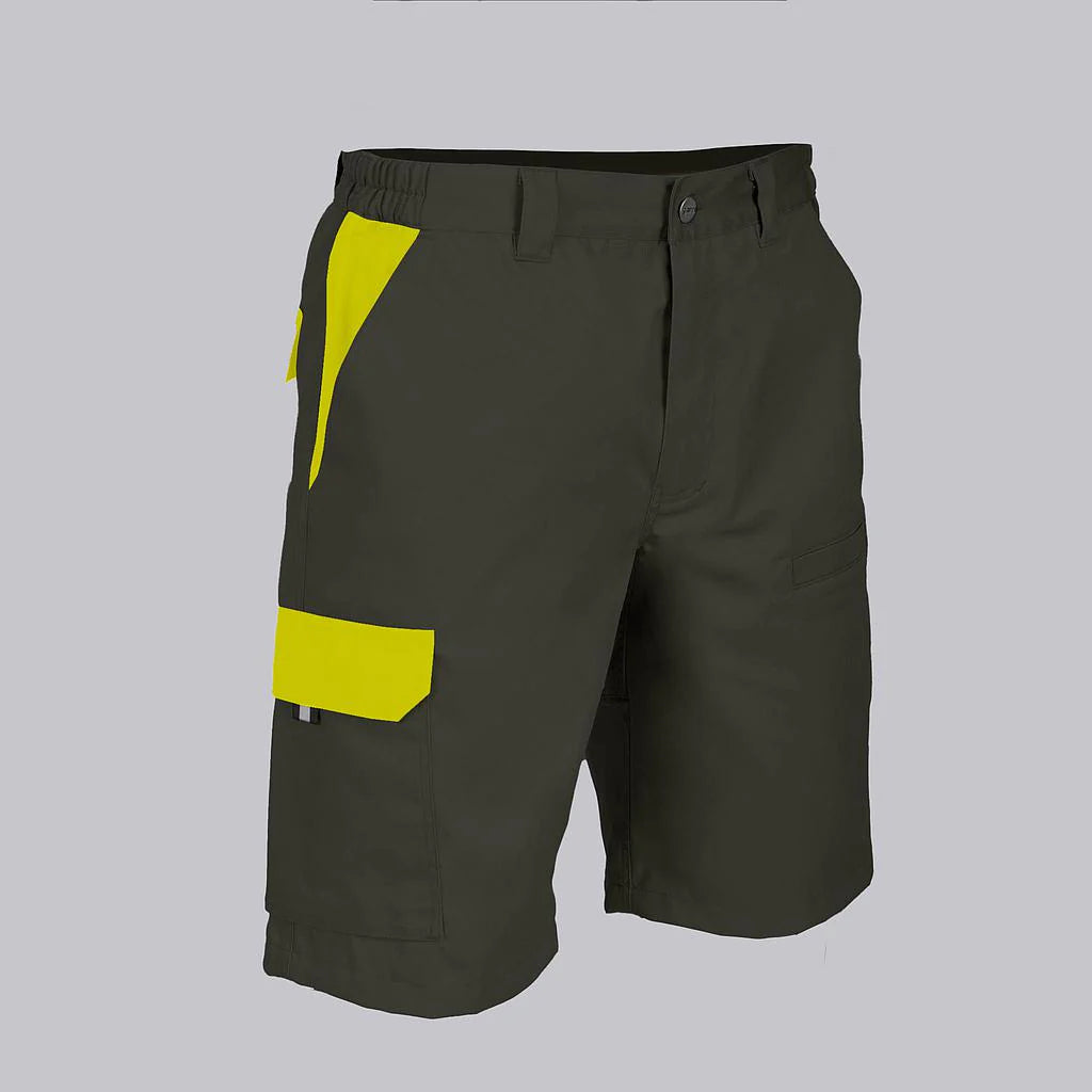 7503C1-149111 - BERMUDA UNISEX MULTIBOLSILLOS ELASTICA ARCE COMBINADA VERDE CAQUI/AMARILLO