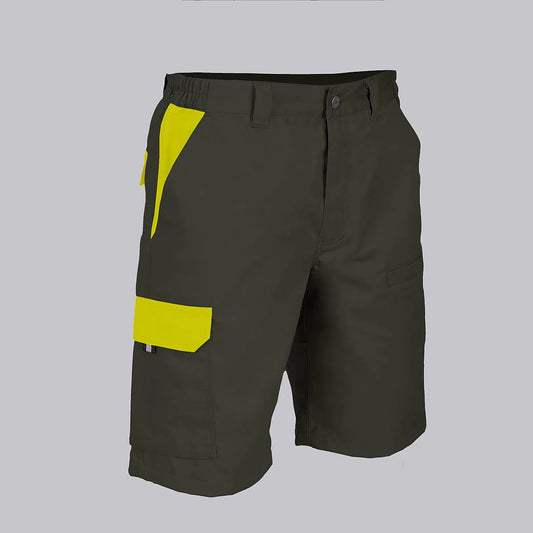 7503C1-149111 - BERMUDA UNISEX MULTIBOLSILLOS ELASTICA ARCE COMBINADA VERDE CAQUI/AMARILLO