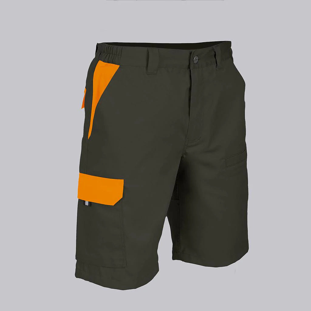 7503C1-149116 - BERMUDA UNISEX MULTIBOLSILLOS ELASTICA ARCE COMBINADA VERDE CAQUI/NARANJA