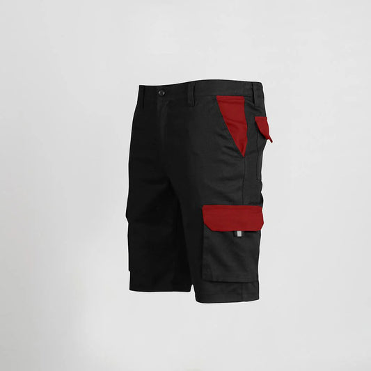 7504C1-001105 - BERMUDA UNISEX MULTIBOLSILLOS ELASTICO GAMO COMBINADA NEGRO/ROJO
