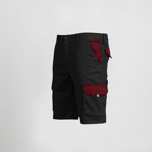 7504C1-001112 - BERMUDA UNISEX MULTIBOLSILLOS ELASTICO GAMO COMBINADA NEGRO/BURDEOS
