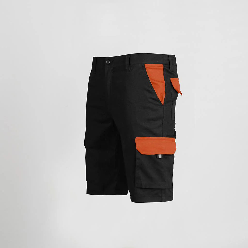 7504C1-001116 - BERMUDA UNISEX MULTIBOLSILLOS ELASTICO GAMO COMBINADA NEGRO/NARANJA