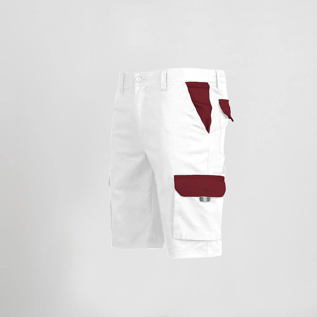 7504C1-101112 - BERMUDA UNISEX MULTIBOLSILLOS ELASTICO GAMO COMBINADA BLANCO/BURDEOS