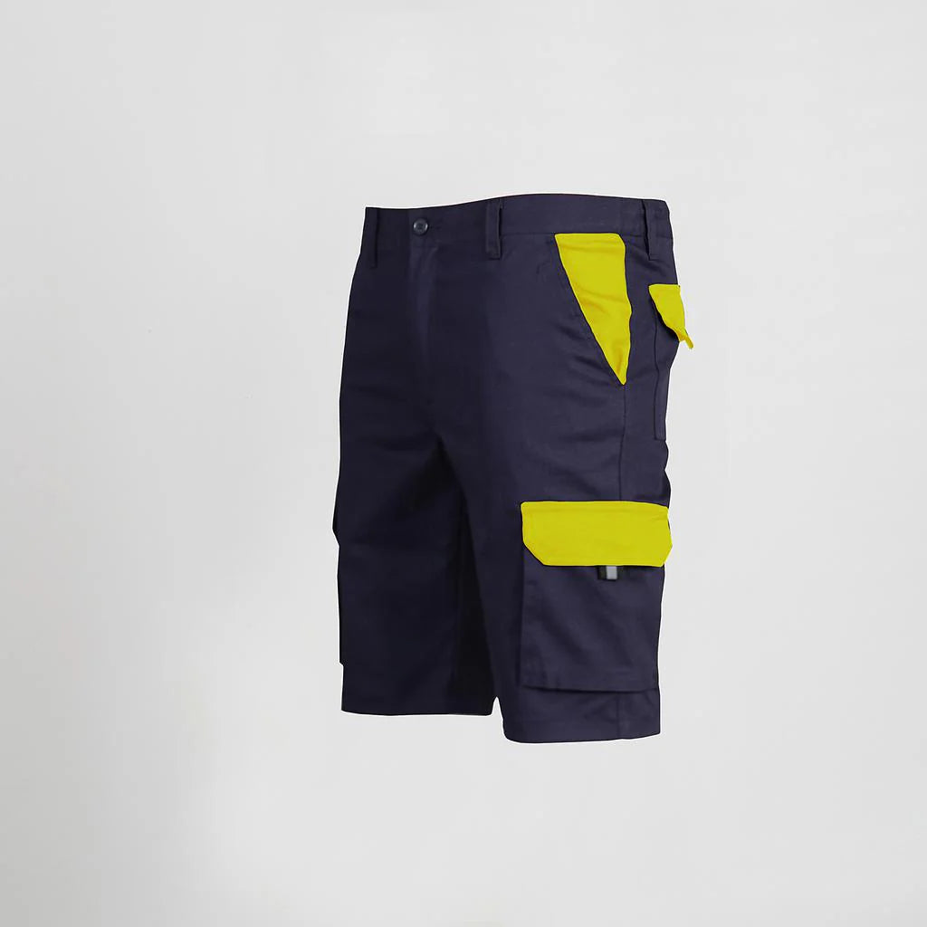 7504C1-104111 - BERMUDA UNISEX MULTIBOLSILLOS ELASTICO GAMO COMBINADA MARINO/AMARILLO