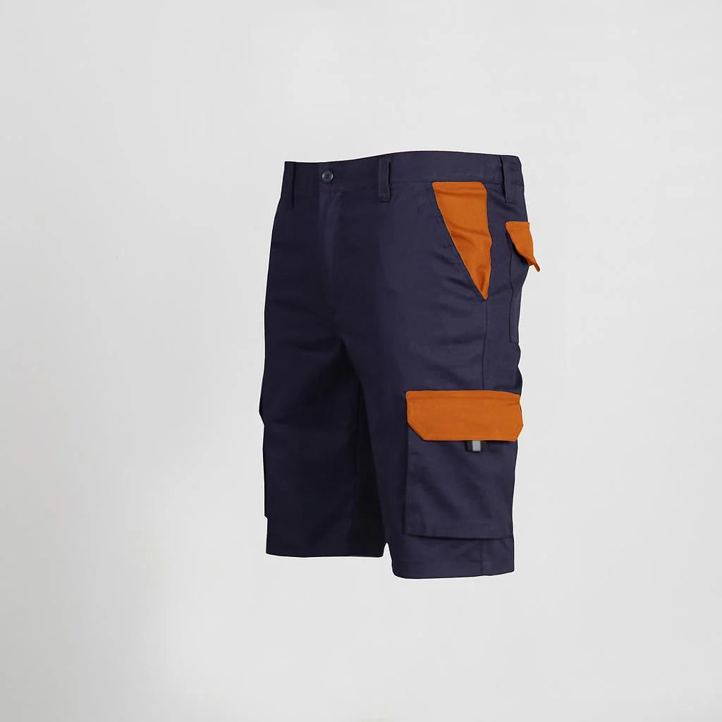 7504C1-104116 - BERMUDA UNISEX MULTIBOLSILLOS ELASTICO GAMO COMBINADA MARINO/NARANJA