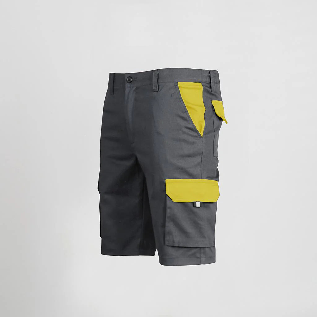7504C1-109111 - BERMUDA UNISEX MULTIBOLSILLOS ELASTICO GAMO COMBINADA GRIS/AMARILLO