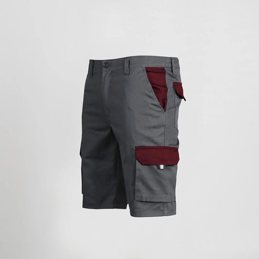 7504C1-109112 - BERMUDA UNISEX MULTIBOLSILLOS ELASTICO GAMO COMBINADA GRIS/BURDEOS