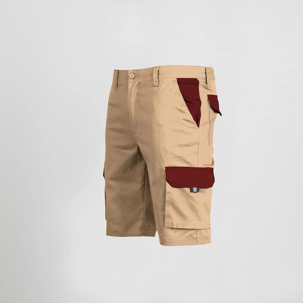 7504C1-110112 - BERMUDA UNISEX MULTIBOLSILLOS ELASTICO GAMO COMBINADA BEIGE/BURDEOS