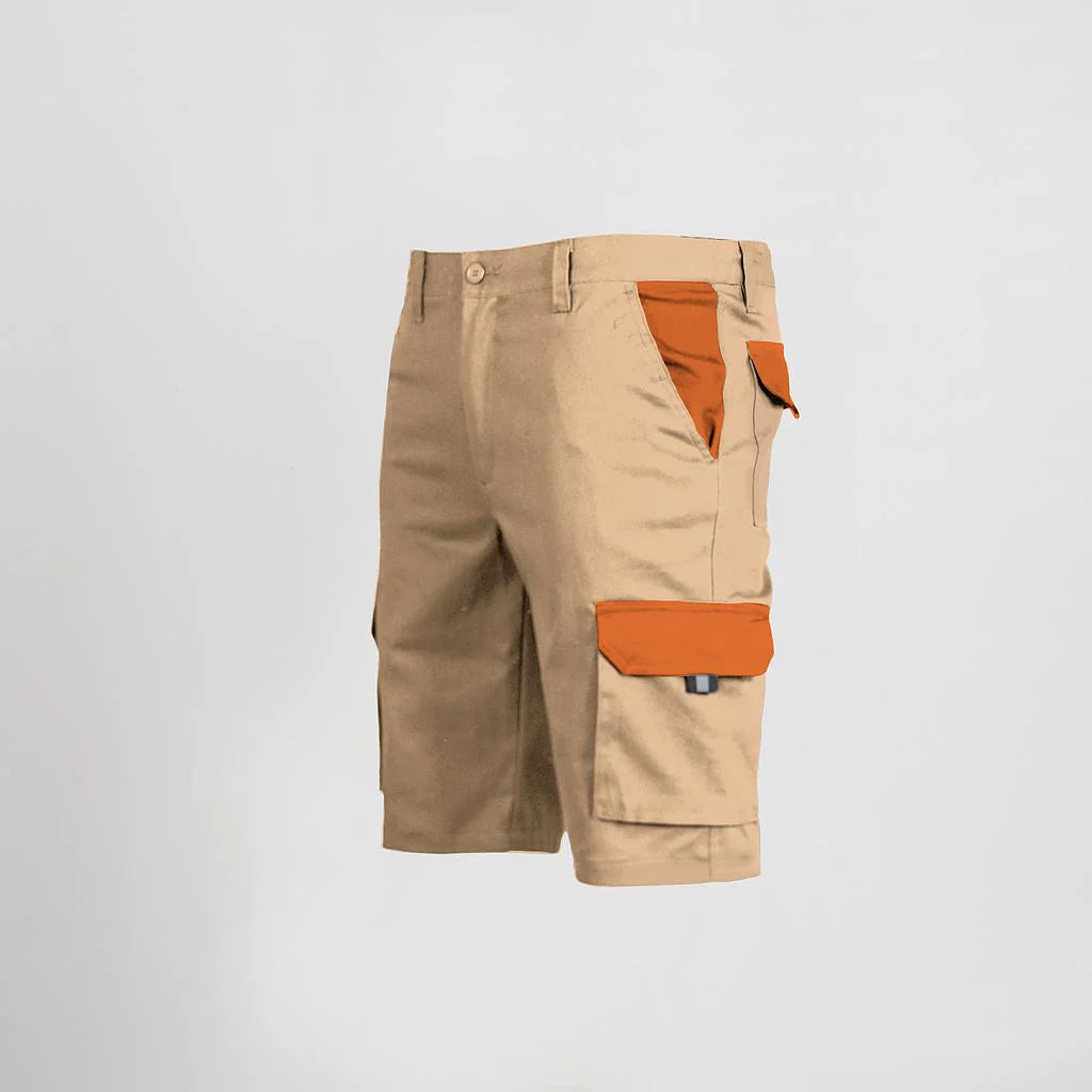 7504C1-110116 - BERMUDA UNISEX MULTIBOLSILLOS ELASTICO GAMO COMBINADA BEIGE/NARANJA