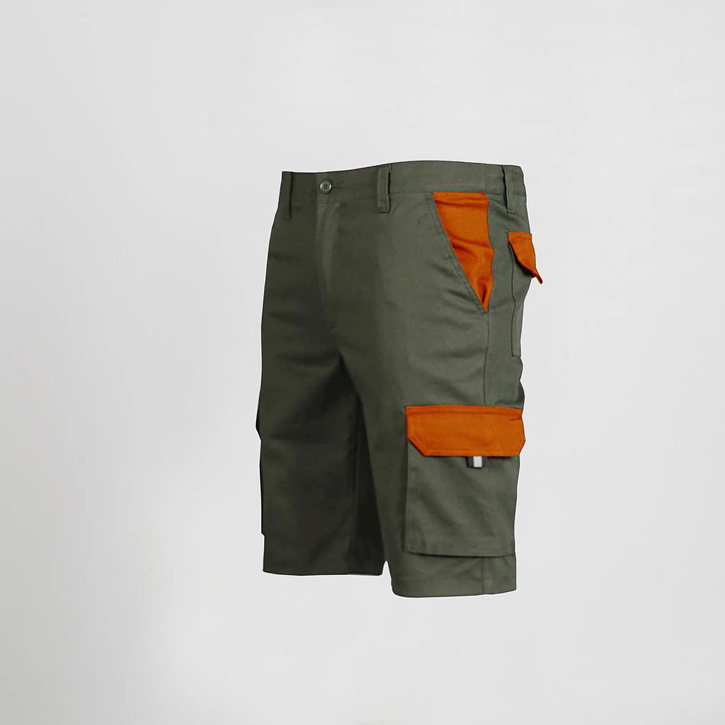 7504C1-149116 - BERMUDA UNISEX MULTIBOLSILLOS ELASTICO GAMO COMBINADA VERDE CAQUI/NARANJA