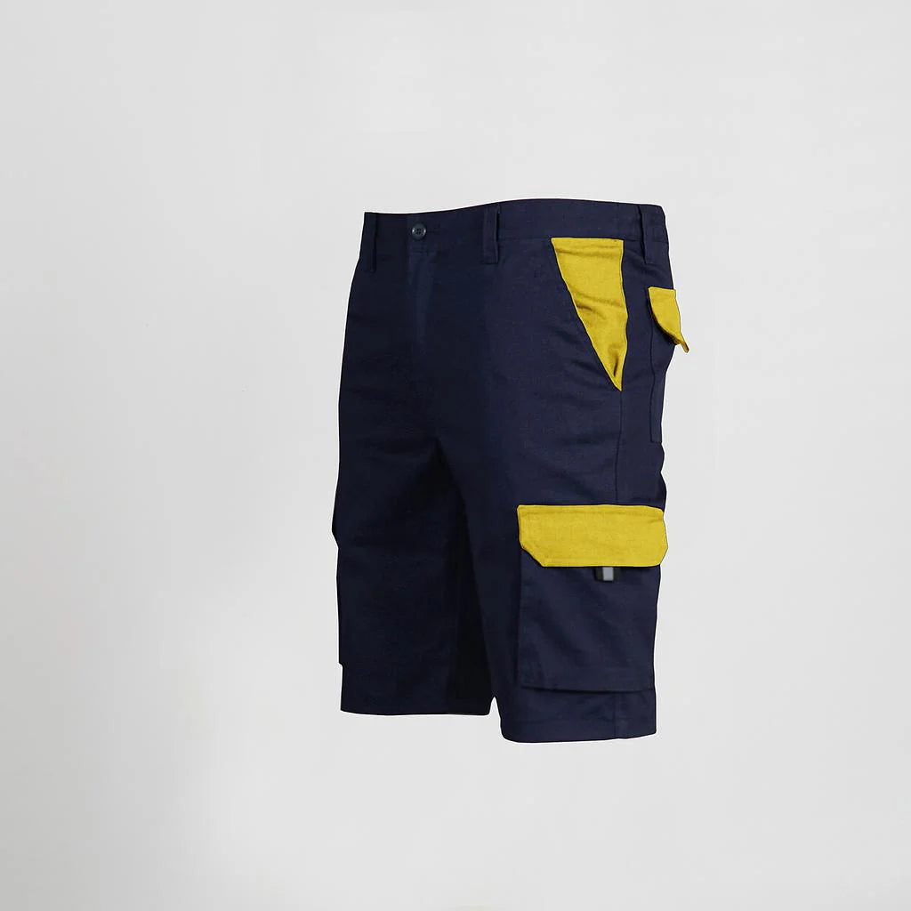 7504C1-159111 - BERMUDA UNISEX MULTIBOLSILLOS ELASTICO GAMO COMBINADA AZUL NAVY/AMARILLO
