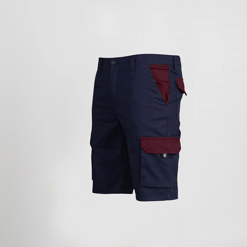 7504C1-159112 - BERMUDA UNISEX MULTIBOLSILLOS ELASTICO GAMO COMBINADA AZUL NAVY/BURDEOS