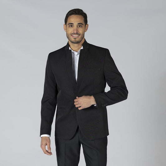 800001-001 - AMERICANA HOMBRE 1 BOTON SOLAPA INVERTIDA SLIM FIT TRIVIAL NEGRO