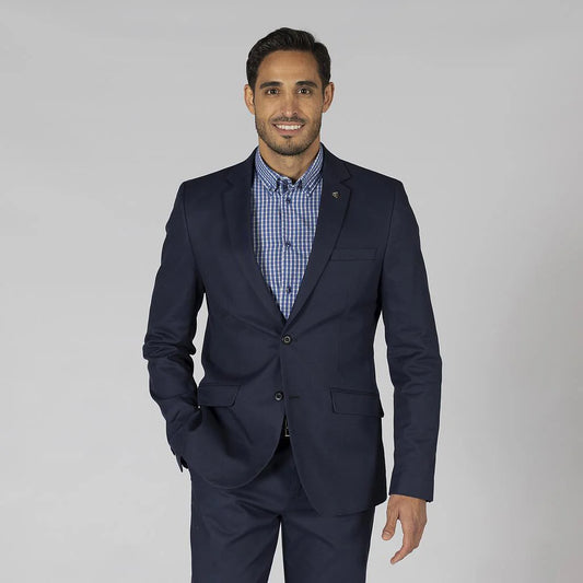 800009-104 - AMERICANA HOMBRE 2 BOTONES SLIM FIT MEETING MARINO