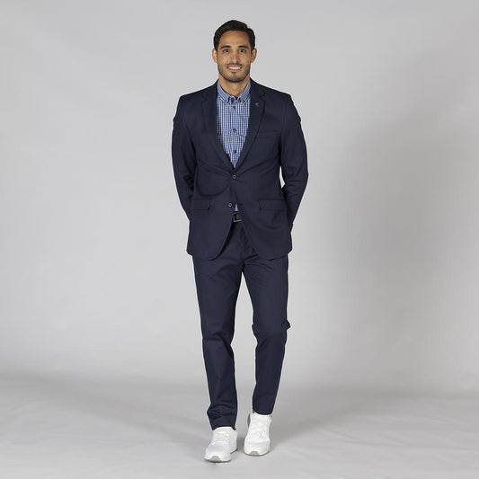800009-104 - AMERICANA HOMBRE 2 BOTONES SLIM FIT MEETING MARINO