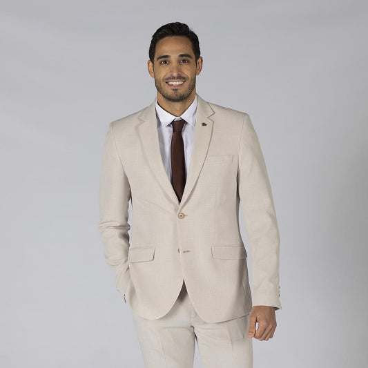 800024-110 - AMERICANA HOMBRE 2 BOTONES SLIM FIT X.LINEN BEIGE