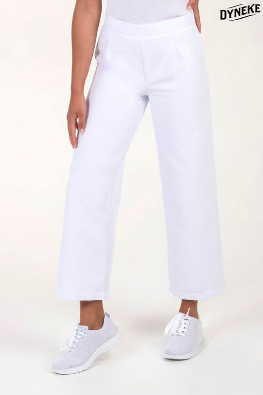 8048570 - Pantalón culotte microfibra blanca con cremallera lateral